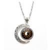 1Pc Tai Chi Star Moon Necklace, Retro Punk Carved Skull Alloy Chain Sweater Accessory