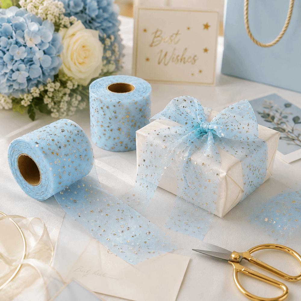 2pcs Shiny Appearance Glitter Tulle Rolls 25 Yards Each Netting Fabric Rolls For DIY Crafts