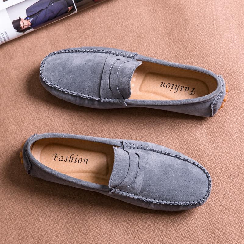 Fashion Men's Loafers Hot Selling Spring Autumn Men's Suede Leather Shoes for Commuting Massage Sole Flat Bottomed Walking Shoes