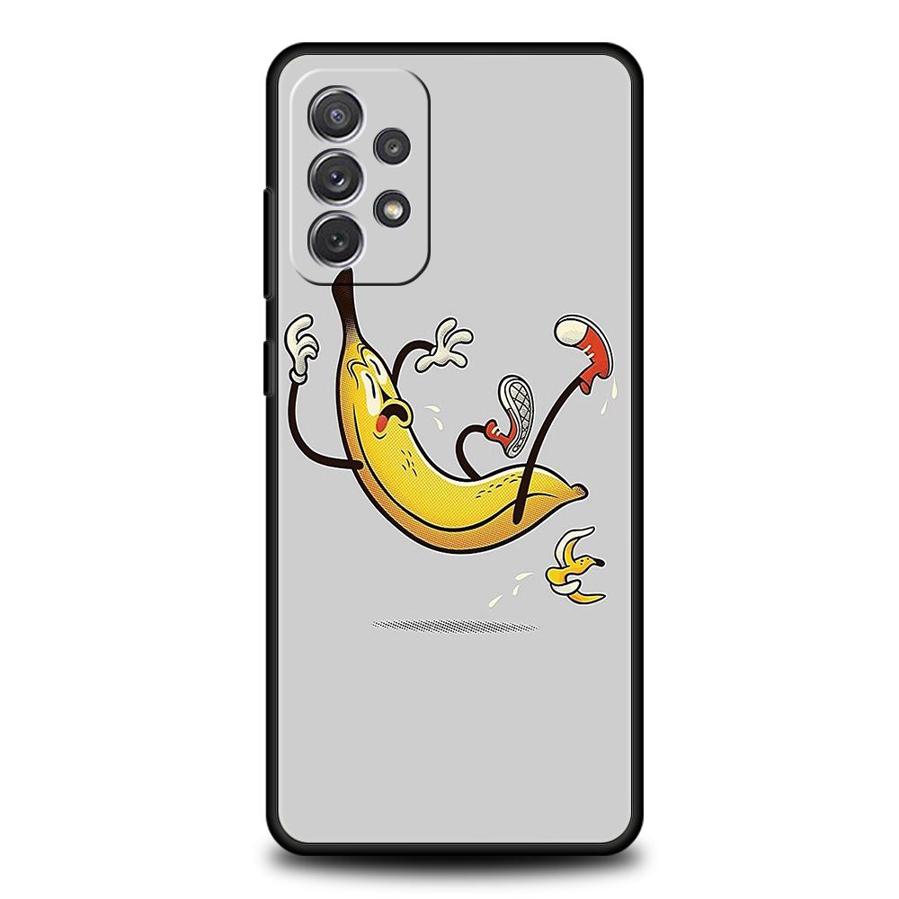 Phone Case for Samsung Galaxy A55 A53 A52 A52S A51 A41 A35 A32 A25 A23 A15 A13 A71 A72 5G Soft TPU Shell Funny Bite Apple Banana