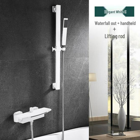 Waterfall Wall-Mounted Bathtub Faucet with Concealed Hot/Cold Shower Head Set