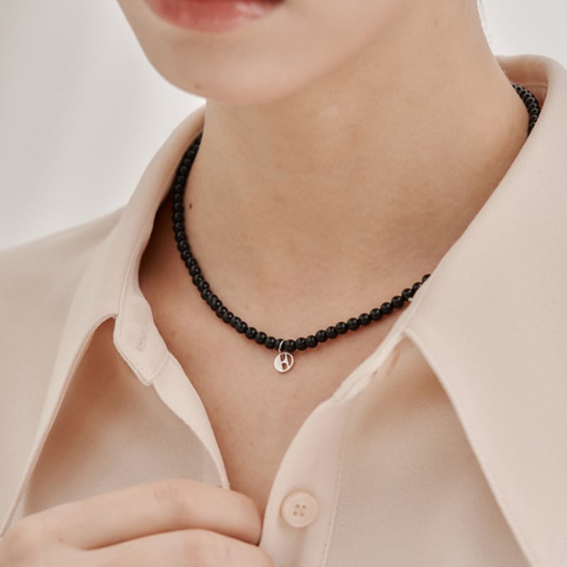 ELLE Jewelry Black Onyx Stone Necklace ELBRNN228