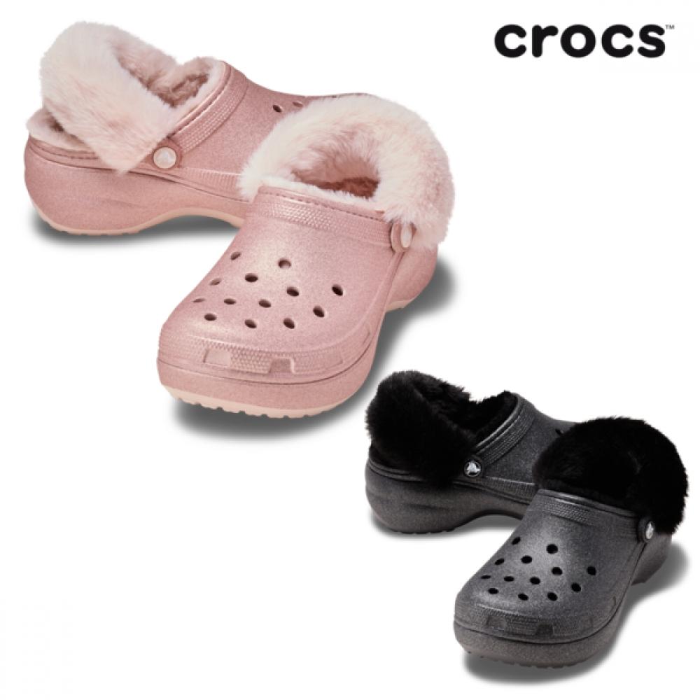 CrocS Women S claSSic Platform Fuzz Lined Glitter Clog 2 typeS 211922 001 And Other CrocS SAndalS Slee... 2119226UR (quartz)/W7(240)