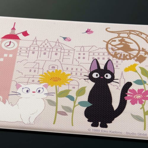 Senko Kiki's Delivery Service Flower Town Wipeable PVC Kitchen Mat, Approx. 45 X 120cm, Pink, Character Jiji, Cat, Ghibli Design, 60607