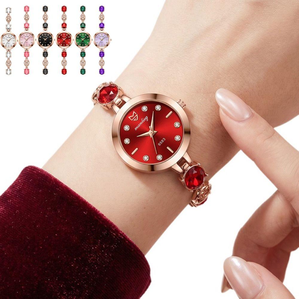 with Adjustable Bracelet Quartz Watches Rhinestone Wrist Decoration Rotundity Shaped Watch Gift