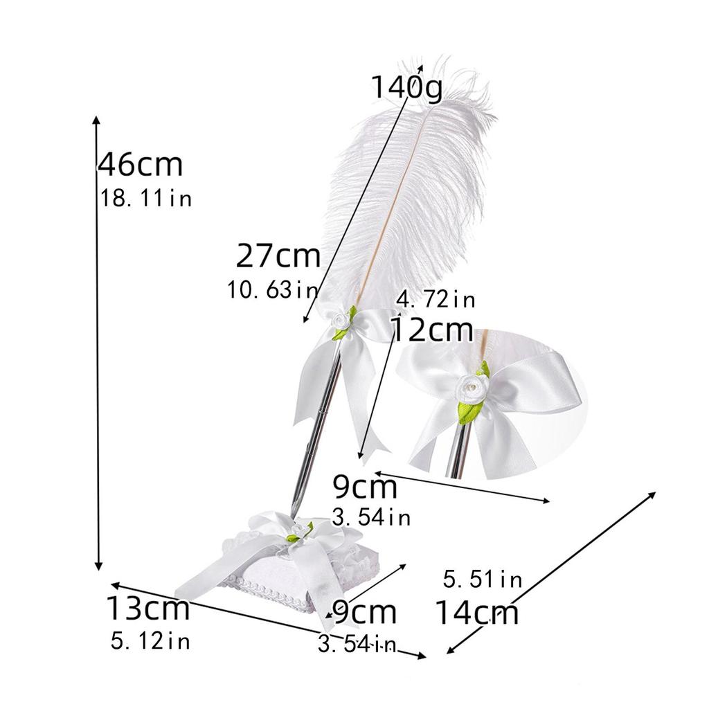 Wedding Pen with Stand Writing Feather Ballpoint Writing Pen Feather Pen for