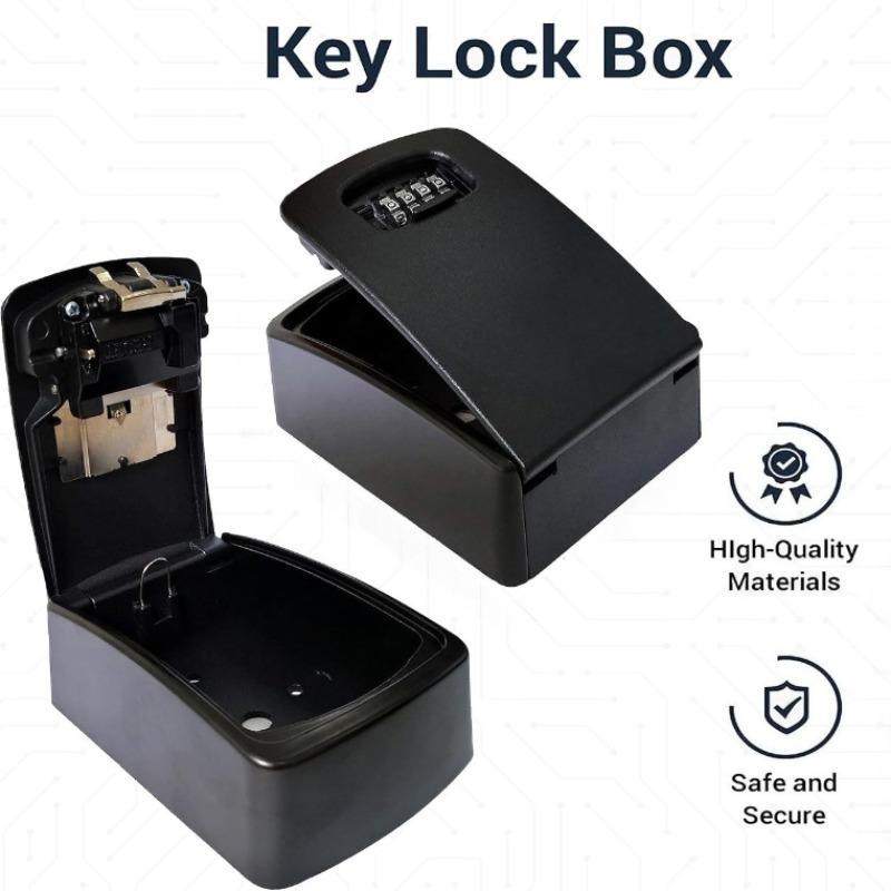 LIUSHADUOLA Iron Lock Key Lock Box Wall Mount for Keys 4 Digit Combination with Resettable Code Indoor Outdoor Big Key Lock Box