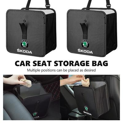 Cqmes7 For Leather Car Seat Middle Storage Bag Handbag Back Seat Storage Bag Organizer Hanging Bag Kamiq Karoq Octavia 2 3 Rapid