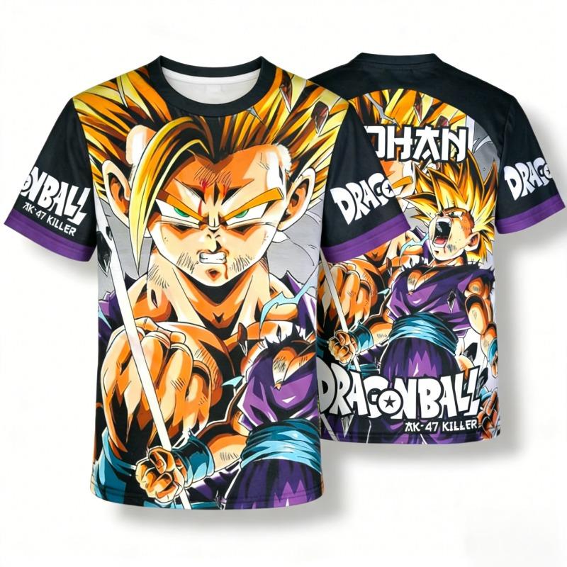 2026 Summer Dragon Ball Retro Fitness T-shirt Men's Oversized 3D Printed Short-sleeved Family Unisex Children's Sports Shirt