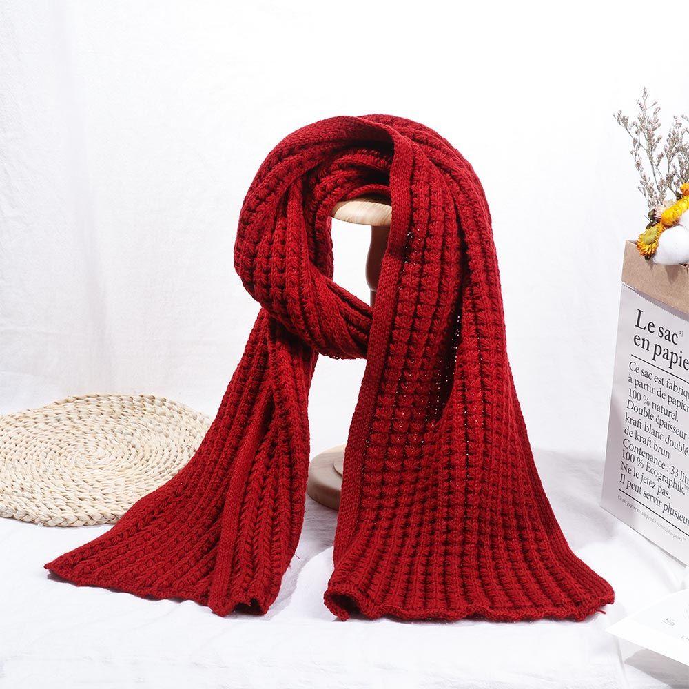 Women Winter Warm Outdoor Vintage Long Scarves Knitted Scarf Solid Color