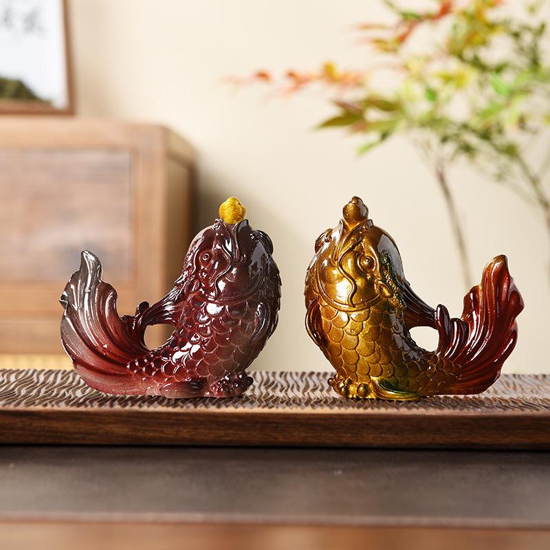 Lucky Golden Carp Color-Changing Tea Pet – High-End Ornament for Tea Tables