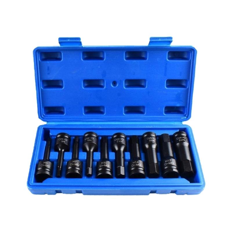 Solid Hex Bit Kit Accurate 1/2inch Pneumatic Wrench Drive Impact Socket For Secure Hold Different Dimension Industrial Use