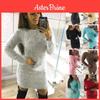 Ladies Soft Material Fluffy Long Sleeve Sweater Dress Stylish Bodycon Top