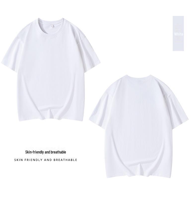 290G National Trend Men's Drop Shoulder Cotton T-shirt – Custom LOGO, Round Neck, Loose Fit, Solid Color