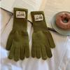 Warm Lining Full Finger Knitted Gloves One Size Faux Cashmere Gloves  For Students