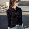 Women's Polo Neck Long Sleeve Regular Fit Top Casual Floral Print Button Down T-Shirt