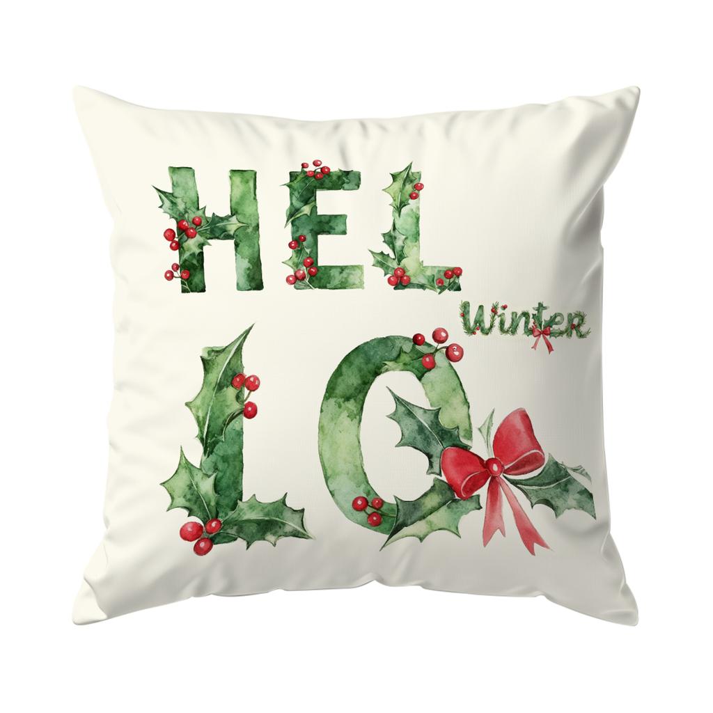 Winter Christmas Bow Pillowcase Printed Polyester 40/45/50cm Throw Pillowcover Decorative Sofa Cushion Pillowslip Home Decor