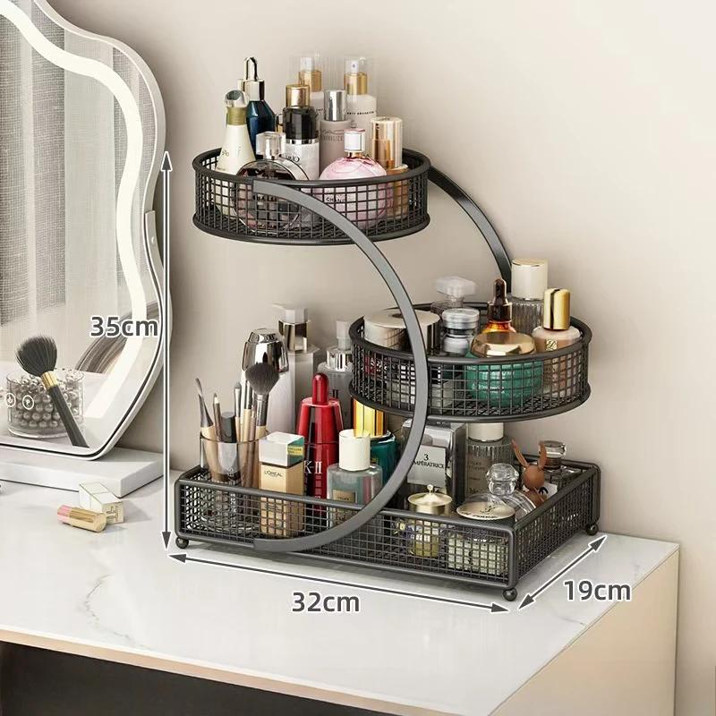 1pc Lightweight Varnished Metal Makeup Storage Rack - No - Installation, Ideal for Vanity Countertop, for Lipstick & Skincare