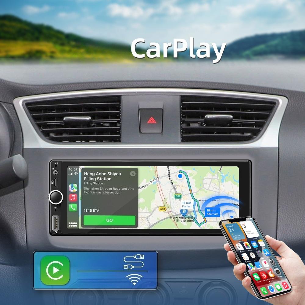 IPS 6,9 Zoll 1Din Drahtloses oder Kabelgebundenes CarPlay Android Auto Autoradio Multimedia MP5 Player 1 Din DVD Bluetooth Stereo USB-Laden