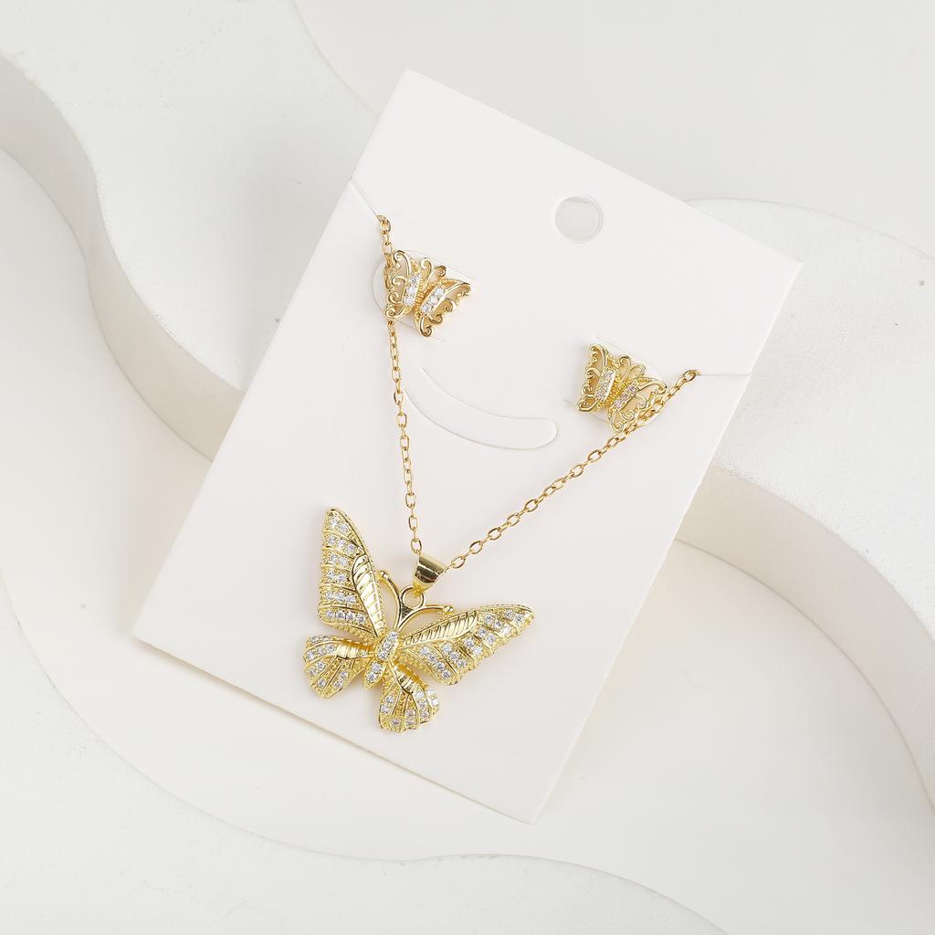 6 Styles New Fashion Zirconia Butterfly Insect Jewelry Set Necklace Earrings Temperament Women Girls Party Jewelry Birthday Gift