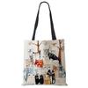 Cute Kawaii Cartoon Anime Cat Print Linen Tote Bag Women Fashion Handbags School Travel Shoulder Bags Reusable