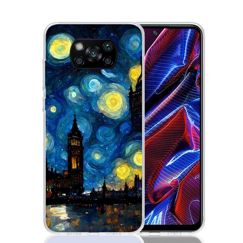 Starry Night Van Gogh Art Phone Case For Xiaomi Poco X7 X6 X5 Pro F7 Ultra Redmi 15C 15 13 13C 12 12C 10 10A 10C 9 9A 9C 9T Cove