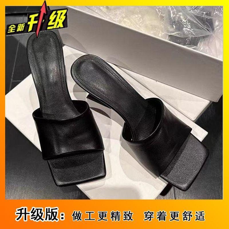Square head special-shaped heel wedge sandals temperament sandals 2025 open-toed high-end cool slippers wear one-word slippers women