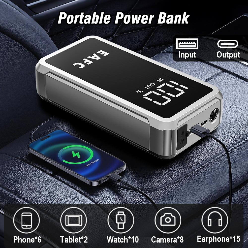 EAFC 4000A Peak 12V Portable Car Jump Starter Power Bank, Car Emergency Rescue Tool, for Up to 10.0L Gasoline /6.0L diesel cars with Smart Clip