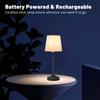 Fabric Shade Cordless LED Desk Lamp with Dimmer, Built-in Rechargeable Battery, 3-Level Brightness, Bedside Night Lamp,Patio Table Lamp, Ambient