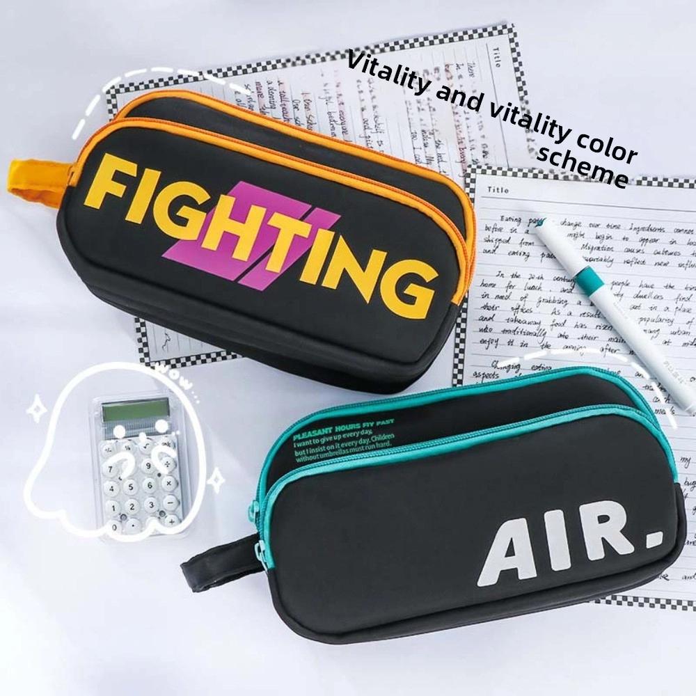 Zipper English Letter Pencil Bag Multi-layered Pen Pencil Case Stationery Storage Bag  Student