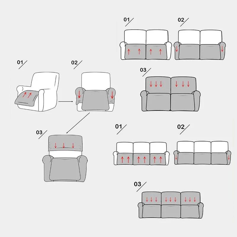 Solid Color  All-Inclusive Electric Sofa Elastic Recliner Chair Cover Home Club Shop Furniture Decor Chair From Stains Accessory