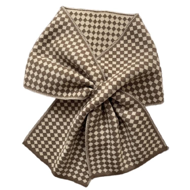 Knitted Checker Neck Gaiter for Daily Use Women Girl Neck Scarf for Winter Wear