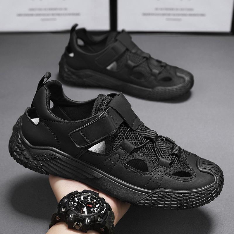 

Sandals for Men Fashion Casual Sport Sandalias Summer Breathable Hollow Out Mesh Sandals Outdoor Anti-slip Beach Sandals for Men 39 чёрный