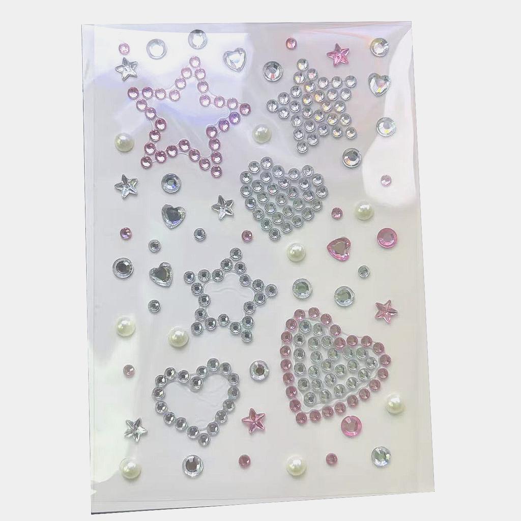 3D Sparkle Stars Heart Acrylic Crystal Stickers Kids DIY Decoration Self Adhesive  Diamond Pearls Gems Stickers Rhinestones