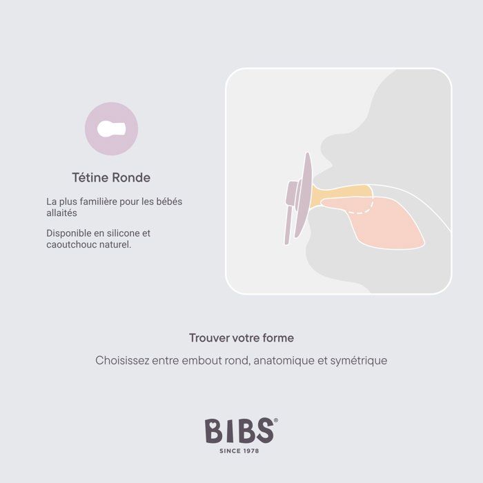 Sucette bébé - BIBS - Colour - Embout rond - Pack de 2 - Caoutchouc naturel - Taille 2 Dusty Pink Coral