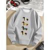 Kids Sweatshirt Cartoon Dachshund Pullover Sweatshirt - Long Sleeve Casual Top with Swimwear Print for Autumn And Winter
