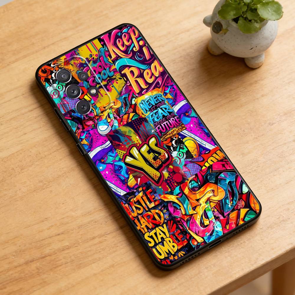 

Cool Colorful Graffiti Phone Case For Samsung Galaxy A73,A72,A71,A70,A52,A51 Others Soft Black Cover Samsung a22 5g