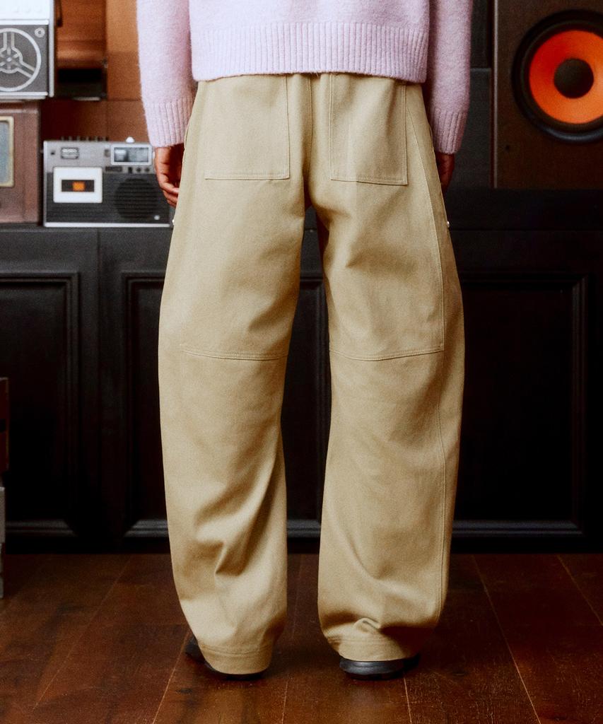 DTHIRTYONE Carpenter Curved Cotton Pants (Camel Beige)