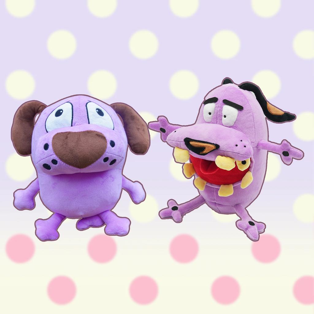 New Courage the Cowardly Dog Plush Toys Funny Purple Dog with Yellow Teeth Stuffed Doll Animal Plushie Room Decor Birthday Gift
