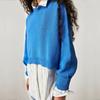 European and American Fashion Round Neck Loose Pullover Knit Sweater Round Neck Neck Loose Knit Sweater