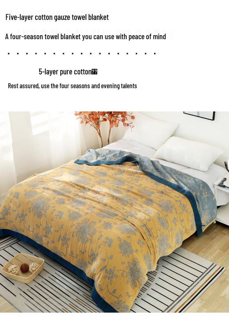 Five-Layer Cotton Gauze Blanket - Summer Quilt for Kids & Adults