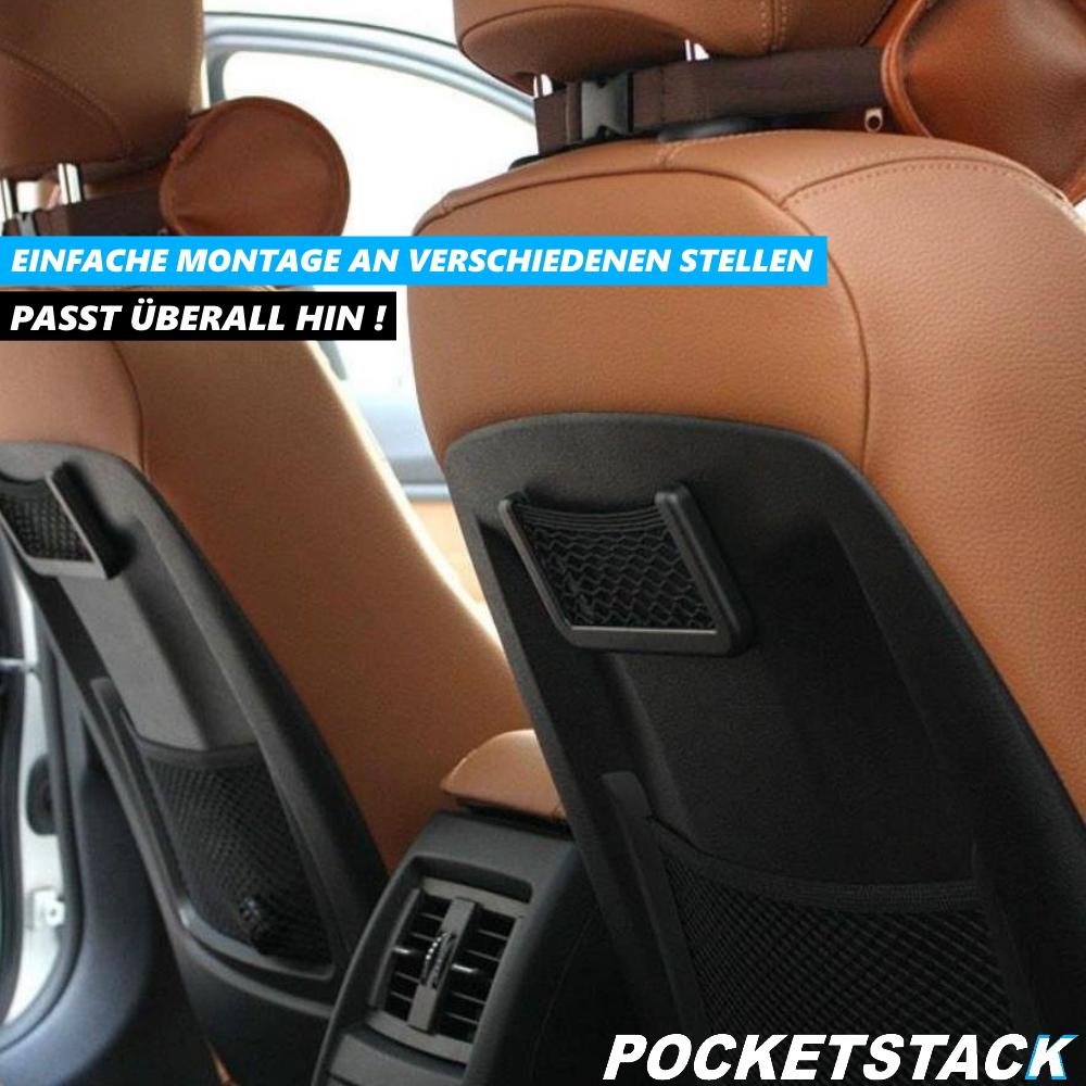 POCKETSTACK Ablagefach Aufbewahrungsnetz Netztasche Auto KFZ selbstklebend