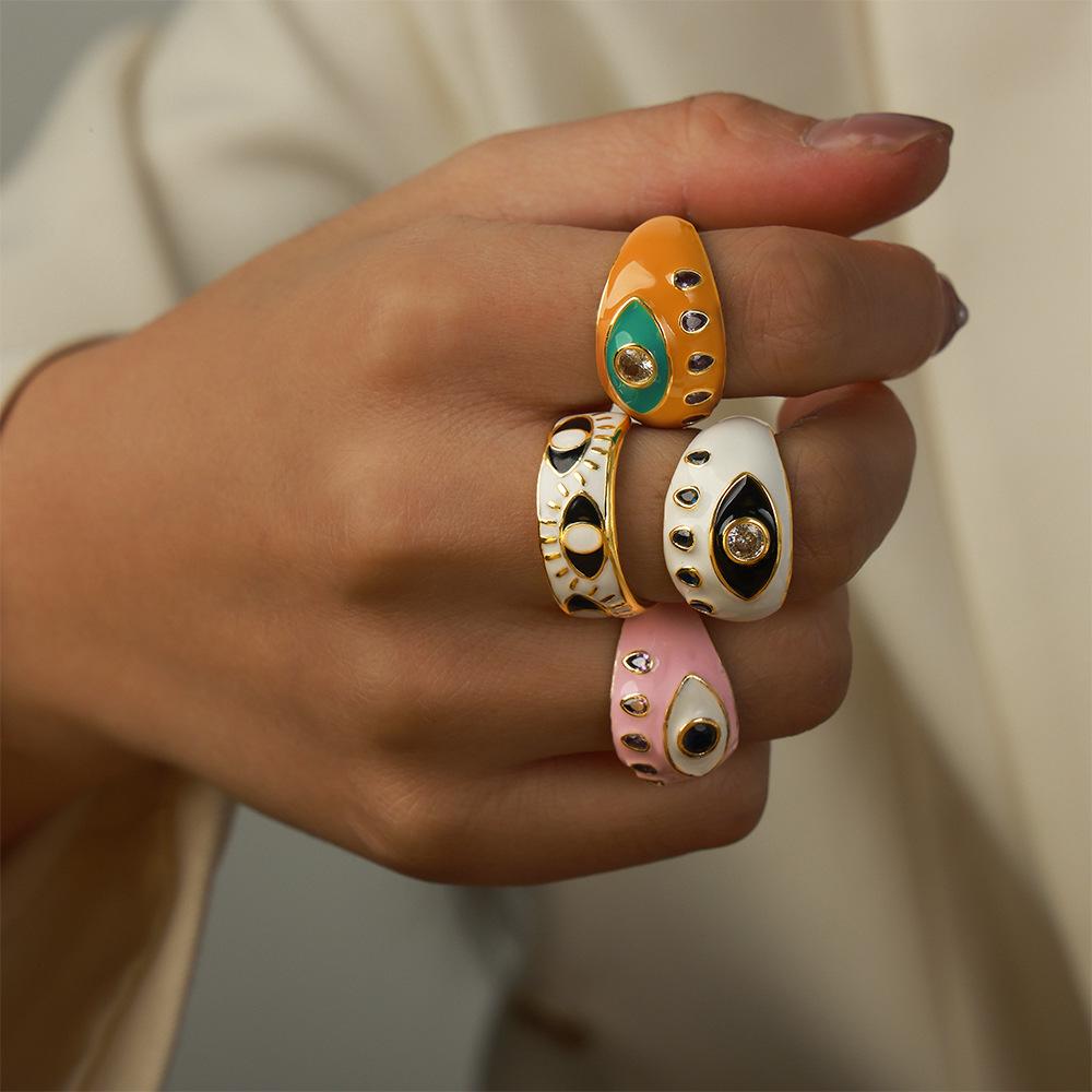 Men's Adjustable Retro Demon Eye Enamel Ring