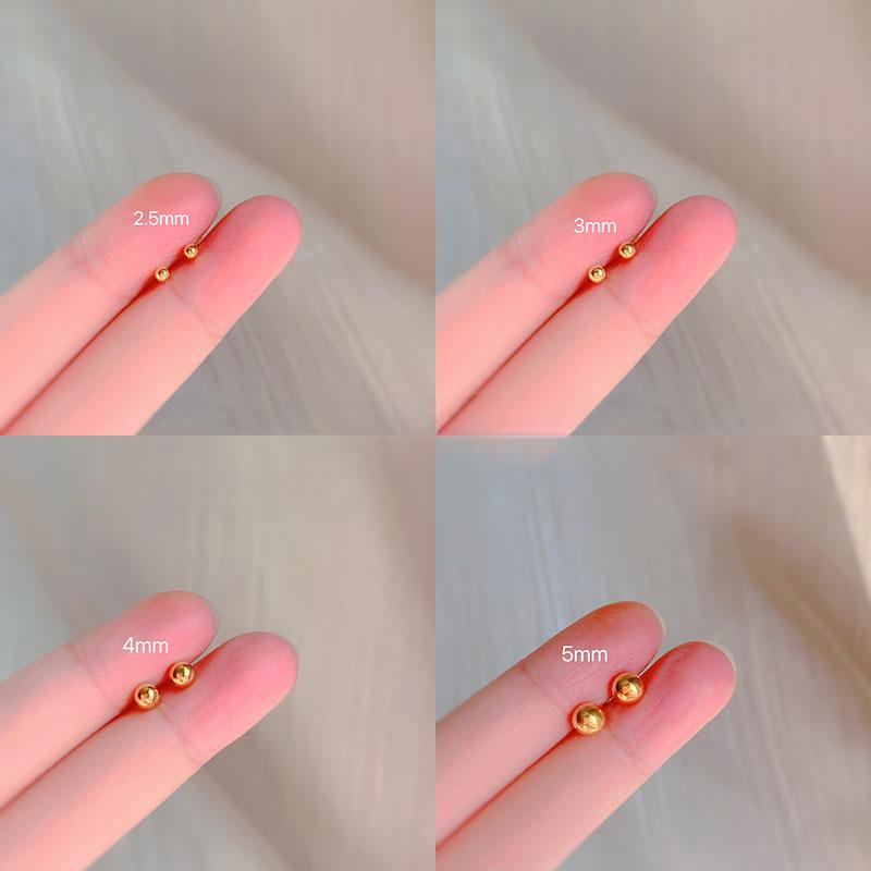 Stud Earrings Women's Round Beads Smooth Matte Earbone Personality Simple Versatile Ear Hole Summer