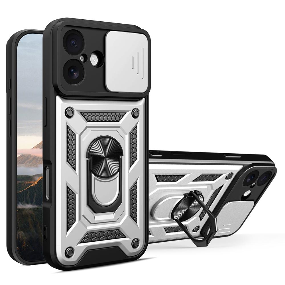 AMORUS For iPhone 17 Case Kickstand PC+TPU Phone Cover with Camera Lens Slider