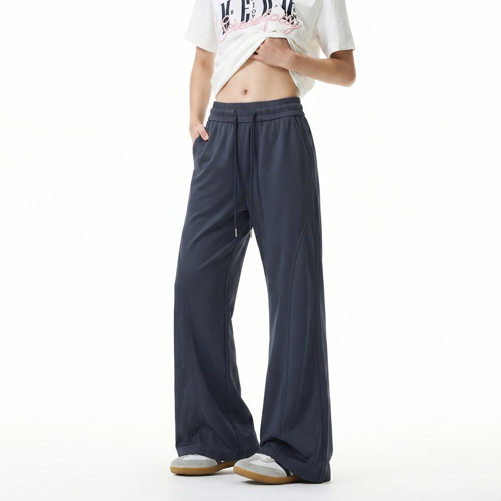 Summer Ice Silk Wide-leg Pants Men's American Miter Mesh Quick-drying Thin Micro-pull Scimitar Casual Floor Pants