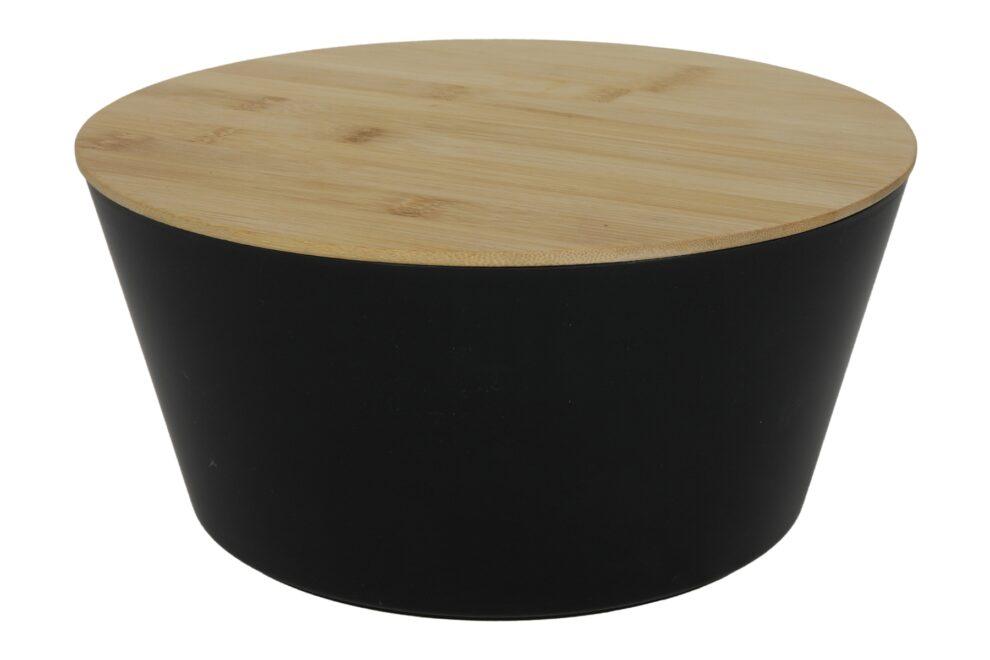 Black Bowl With Bamboo Lid Cutting Board 4L Salad Bowl