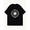 Weißes Rundhals-T-Shirt mit Sonnen- und Mond-Mandala-Druck für Freizeitkleidung