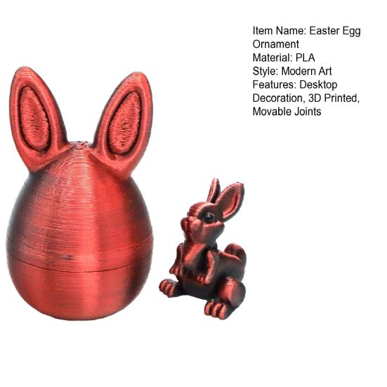 Påskhare Öra Äggprydnad med Ledad Kanin Inuti 3D-printad Rörliga Leder Kaninfigur Fidgetleksak Påskhelg Festdekoration