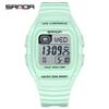 SANDA 2208 Sports Fashion Electronic Watch Square Multifunction Calendar Countdown Men Women Luminous Casual Digital Watches